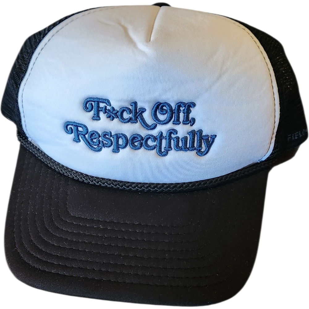 Field Grade F‎ Off Respectfully White Black Foam Trucker Hat Snapback